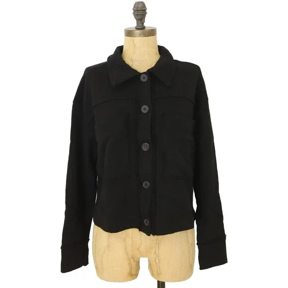 T. la Anthropologie $188 Black Eamon Shacket Shirt Jacket Size XS Black NEW B78 - Picture 2 of 6